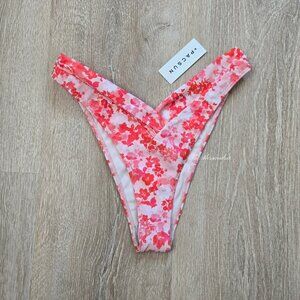 PacSun Pink Floral High Cut Cheeky Bikini Bottom Small Nylon New With Tags